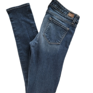 Paige Peg Skinny Distress Wash Medium Blue Jeans Size 28